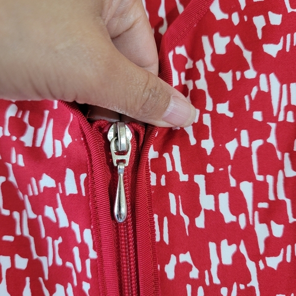 DRAPER'S & DAMON'S Red White Full Zip Jacket Sz XL Pocket Embellished Minimalist - Picture 7 of 12